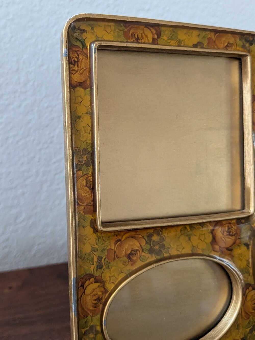Vtg Bucklers Inc Fifth Ave NY Large Collage 8 Picture Frame Floral Enamel Yellow - Picture 10 of 15